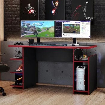 Mesa Gamer Preto/Vermelho